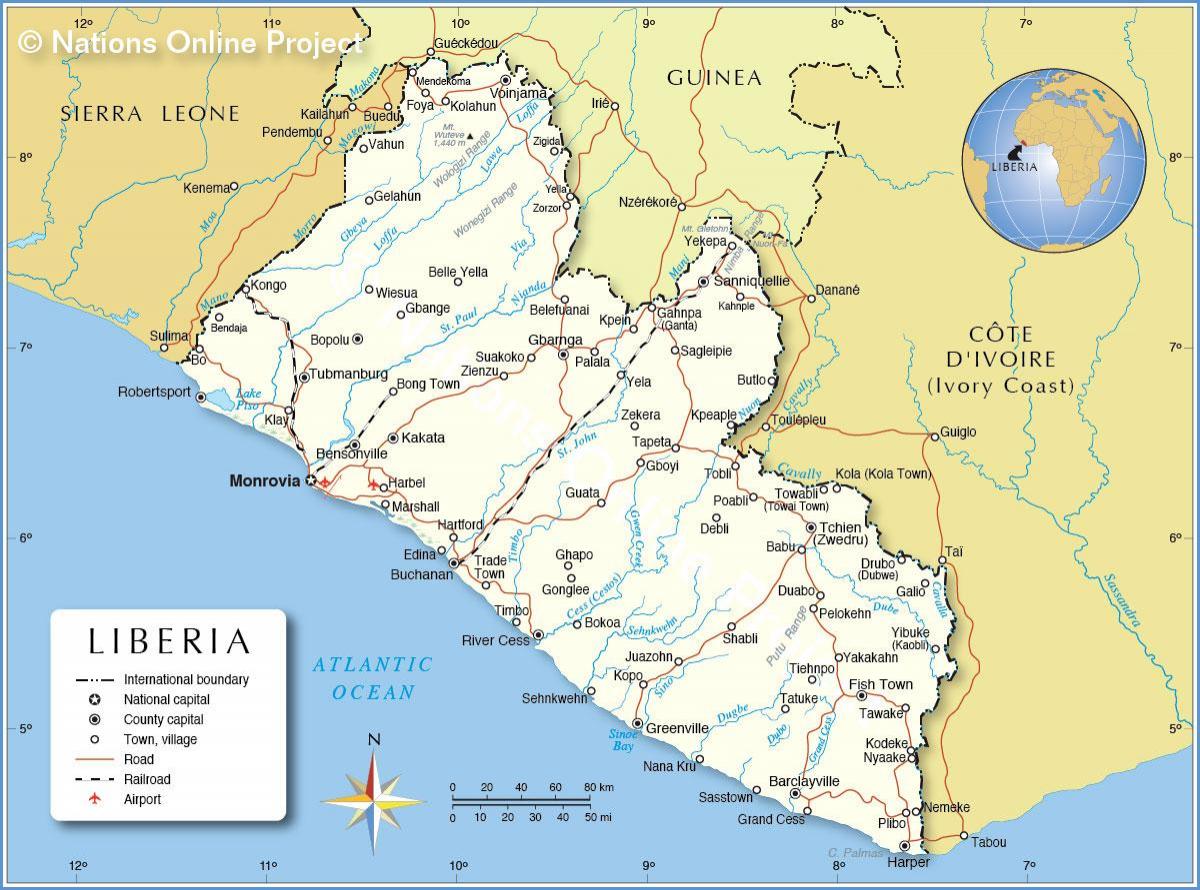 kartes Libērijas rietumāfrikas