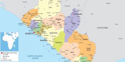 Karte izdarīt politiskās kartes Libērijas