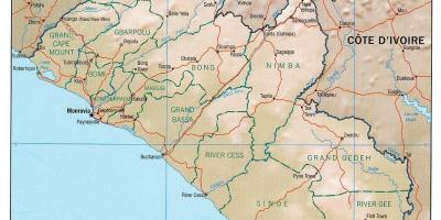 Kartes, ģeogrāfiskās kartes Libērijas